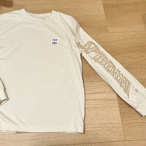 New-GAP Kids Marvel Spiderman Off-White Graphic long sleeve Crewneck 100% cotton
